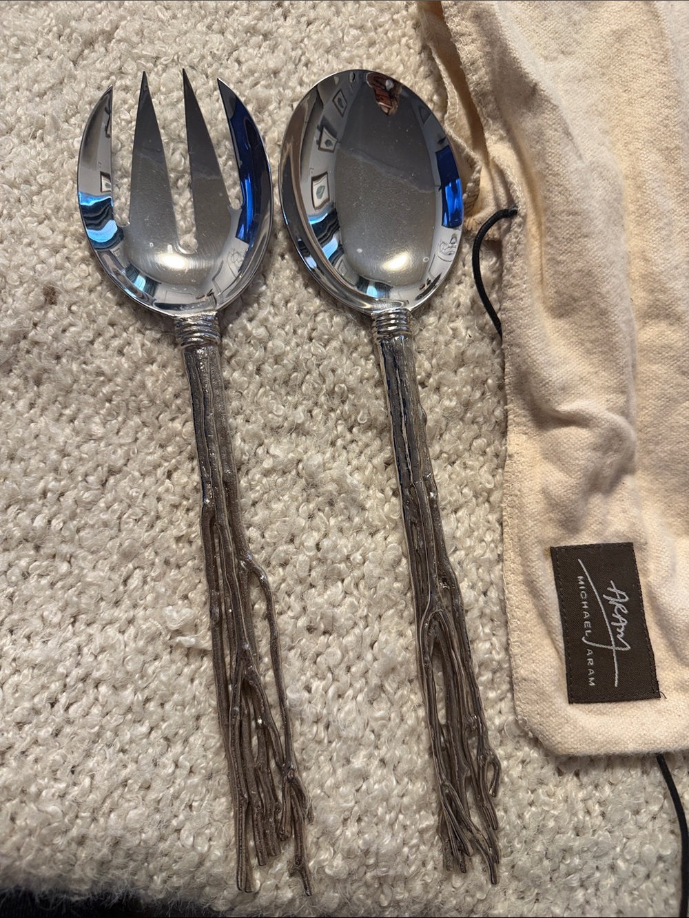Michael Aram Silver Tassel-Handled Salad Servers - Silver